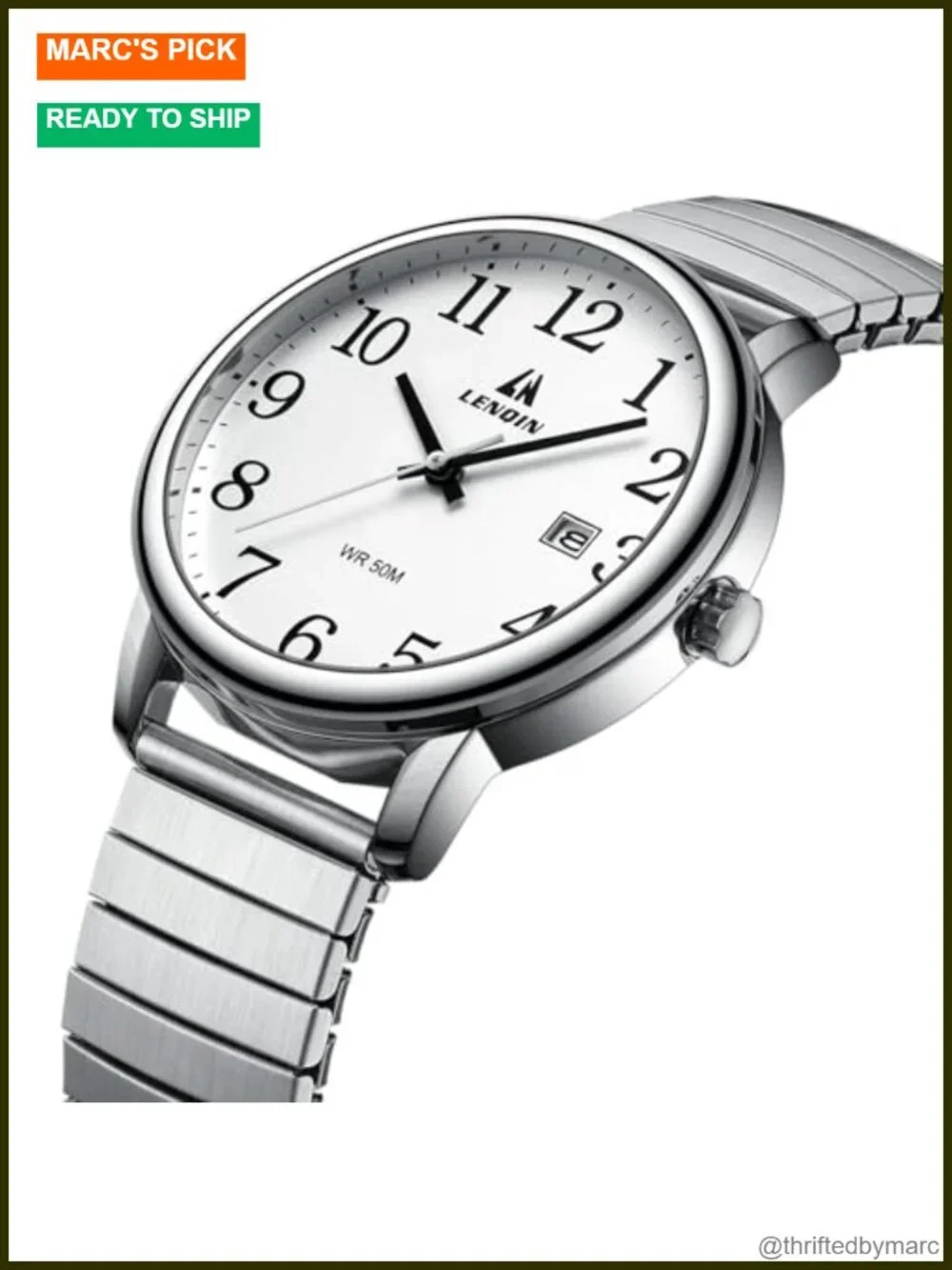 Mens Wrist Watch Easy Read Analog Quartz Sport Waterproof Date Stainless Steel